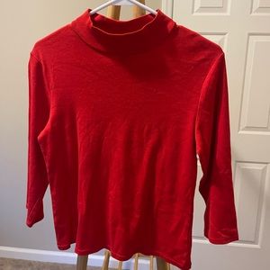 Red mock neck turtleneck